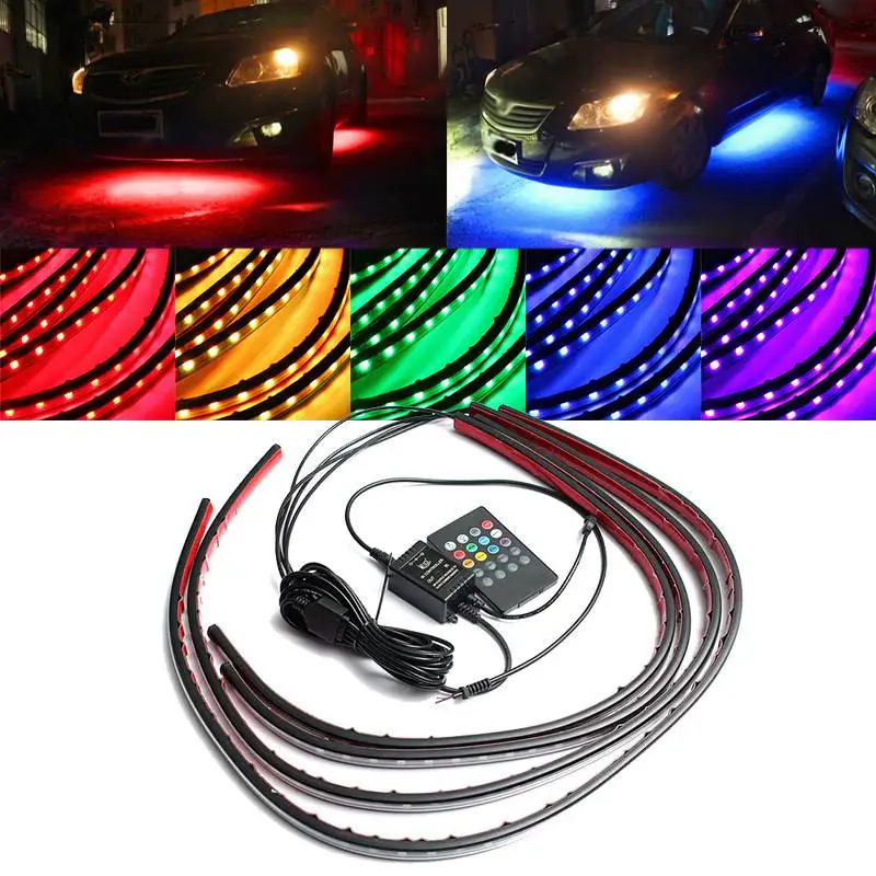 Rgb Underglow Strip - 4x Wodoodporna elastyczna taśma LED RGB