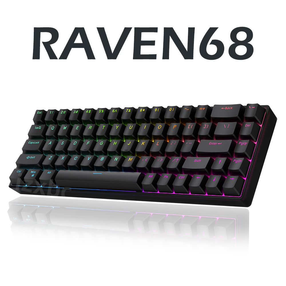 Gaming Keyboard Half - Raven68 Przewodowa klawiatura mechaniczna z wymiennym