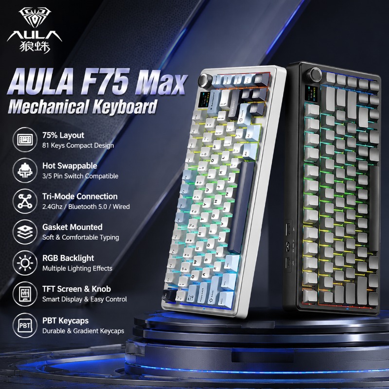 Gaming Keyboard Wireless - Klawiatura mechaniczna AULA F75 Max, układ