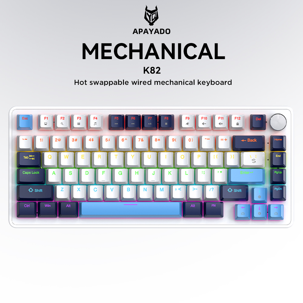Keyboard Gaming Mac - Klawiatura mechaniczna APAYADO K82, fajne podświetlenie,