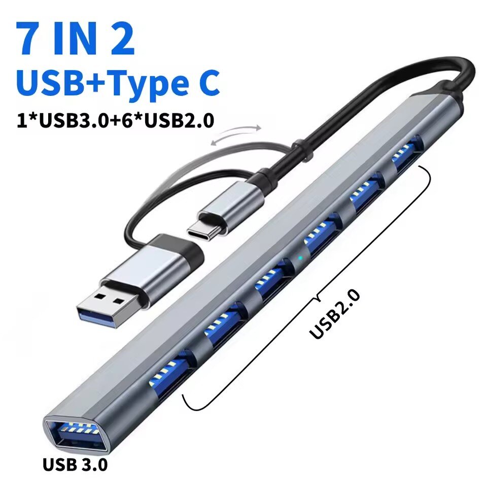 Gaming Keyboard Type C - 7-portowy rozdzielacz USB 3.0 typu C,