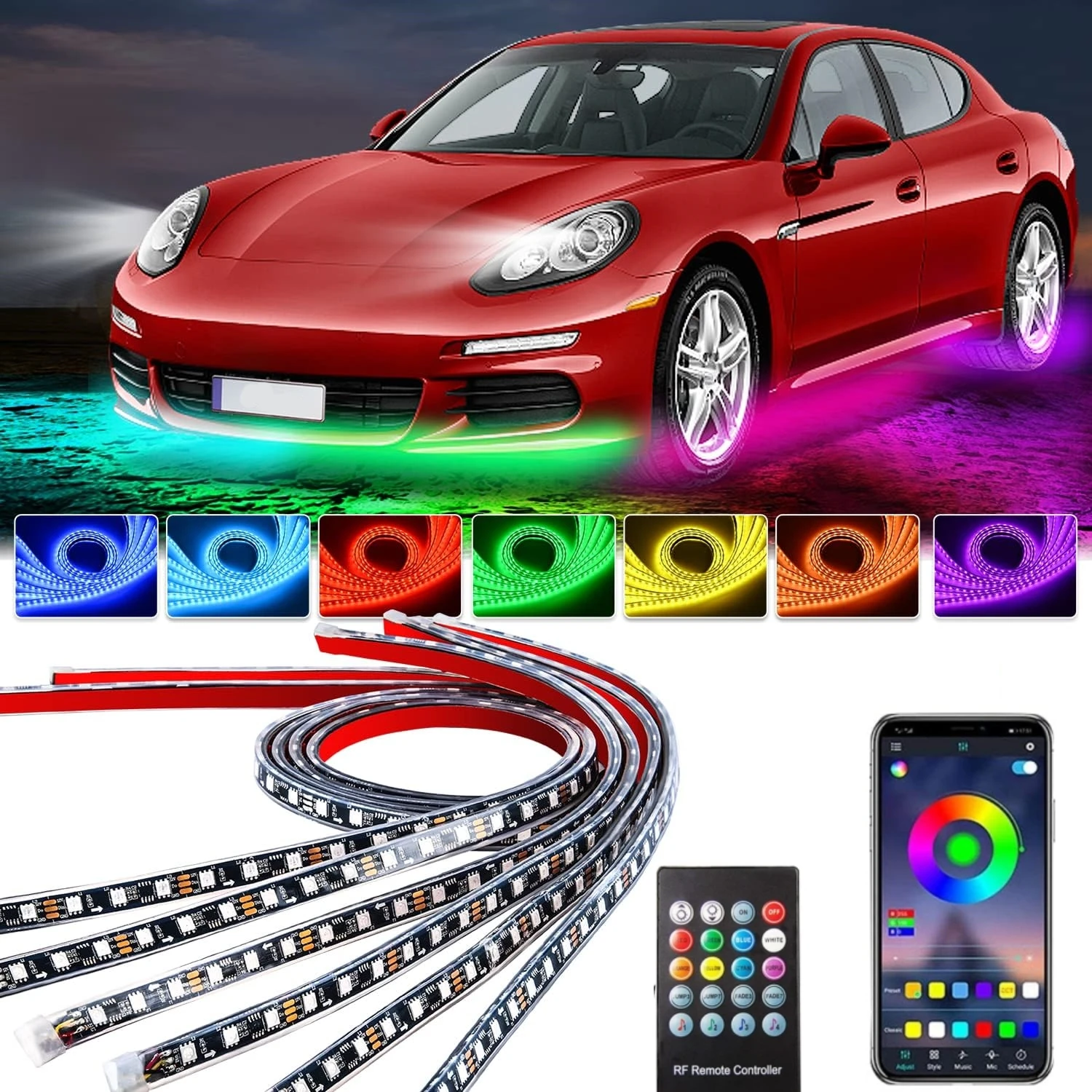 Rgb Underglow Strip - Samochodowe podświetlenie neonowe Elastyczna taśma LED