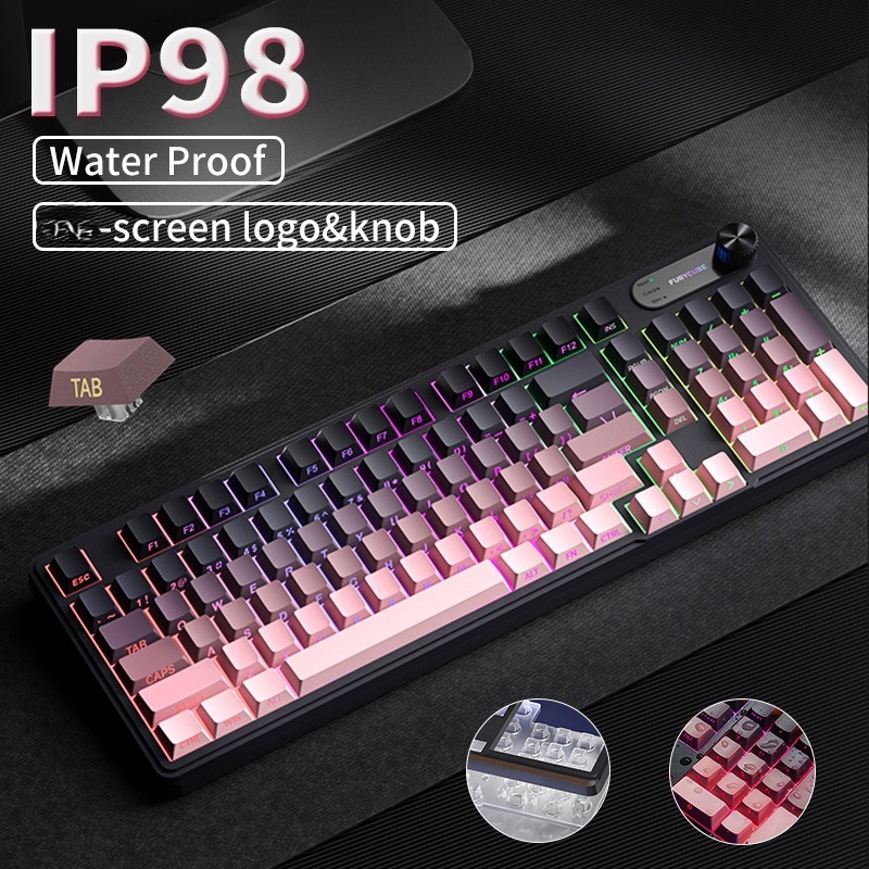 Gaming Keyboard Ip98 - Klawiatura RGB IP98, niskoprofilowa, membranowa, gamingowa,