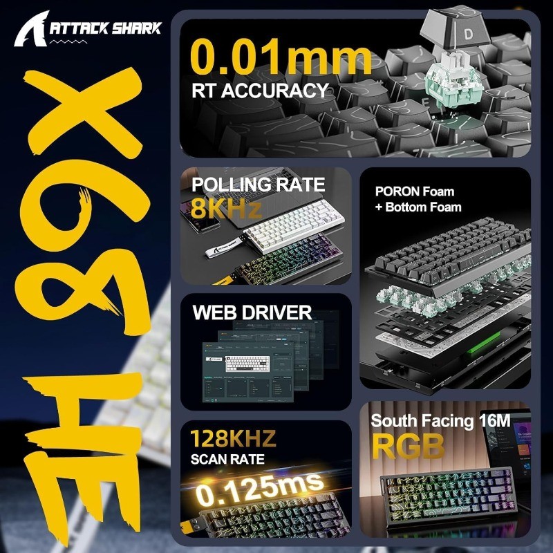 Klawiatura ATTACK SHARK X68 HE – Keyboard Gaming Mac recenzja i cena