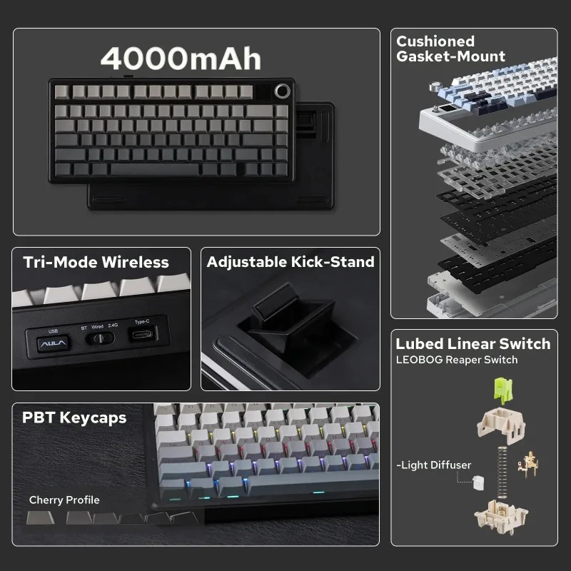 Klawiatura mechaniczna AULA F7 – Gaming Keyboard Wireless recenzja i cena