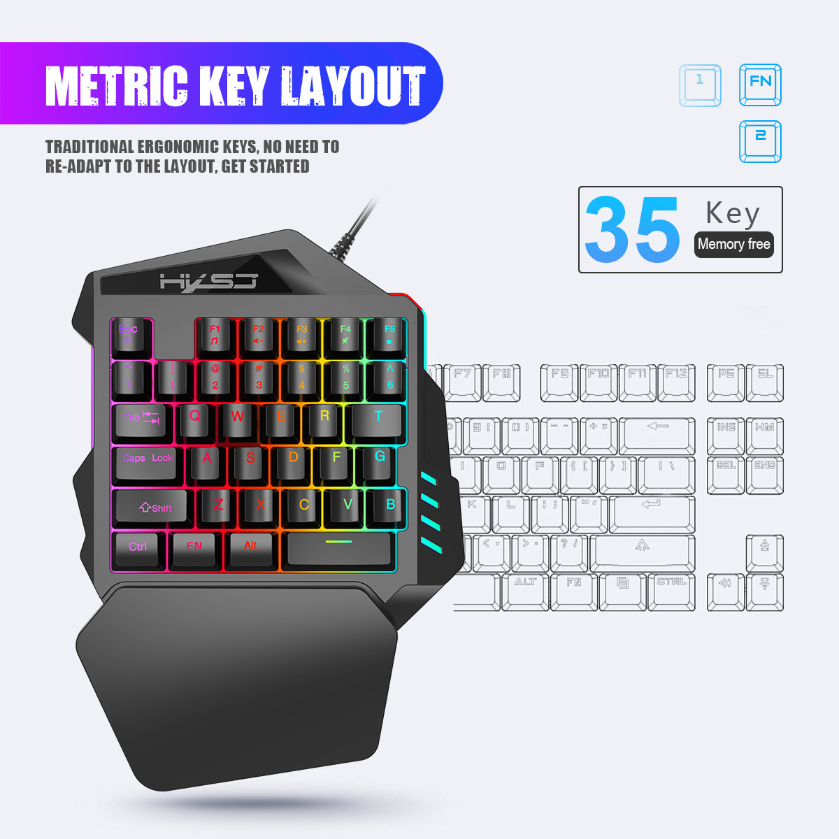 35-klawiszowa, kolorowa, jedno – Gaming Keyboard Half recenzja i cena